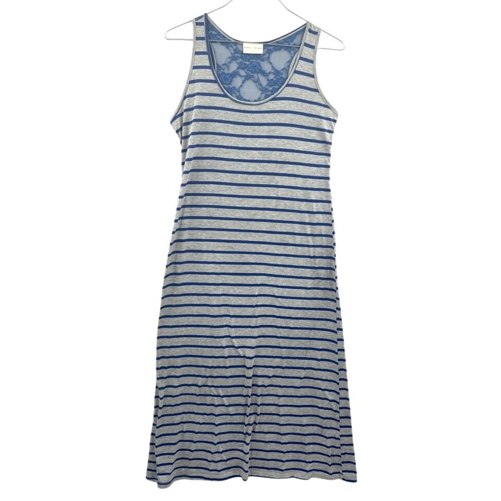 Vintage Bobbie Brooks Striped Maxi Dress Blue Lace Back Tank Style Womens L Y2K‎ - Picture 4 of 6